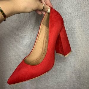 Ruby Red Thick Heels